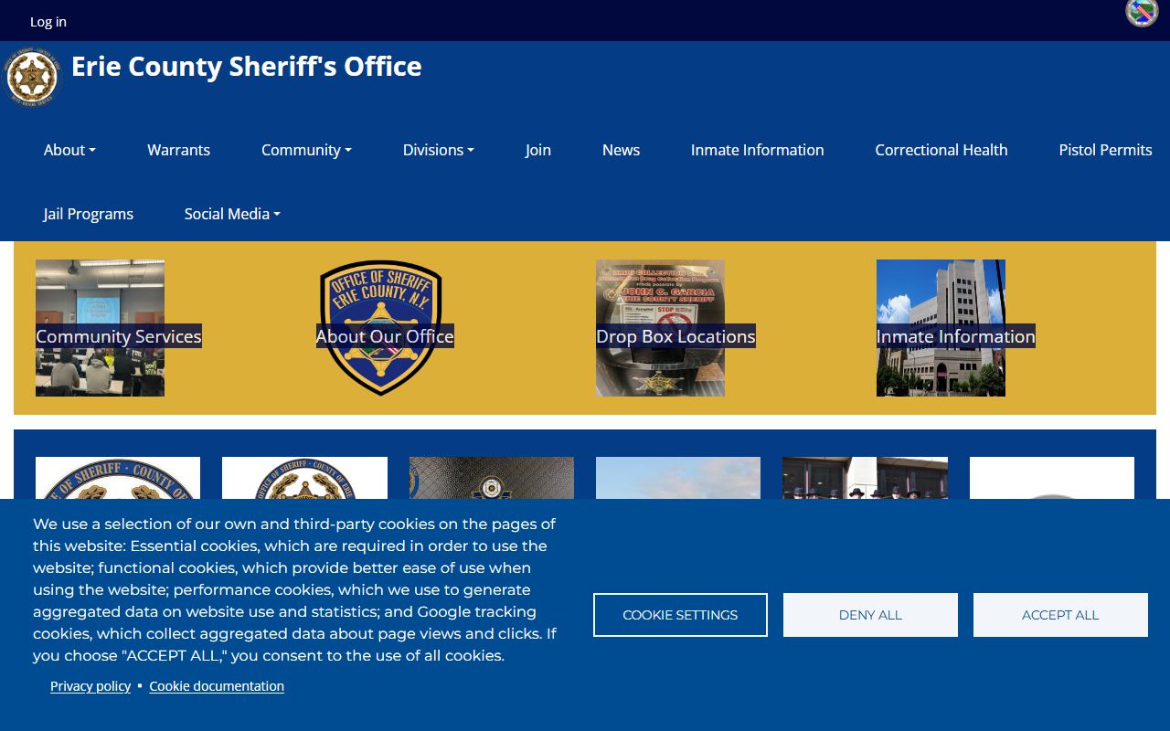 Erie County Sheriff official site with the Erie County inmate roster link