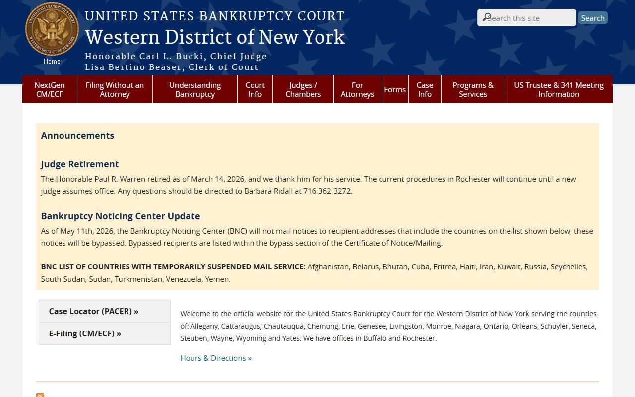 VINELink custody status and release notification page for Erie County released inmates