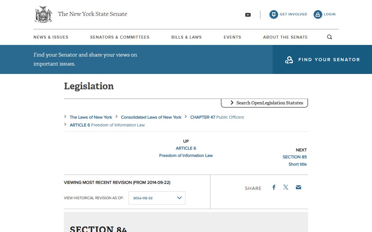 Public Officers Law Section 84 FOIL declaration for Erie County public records