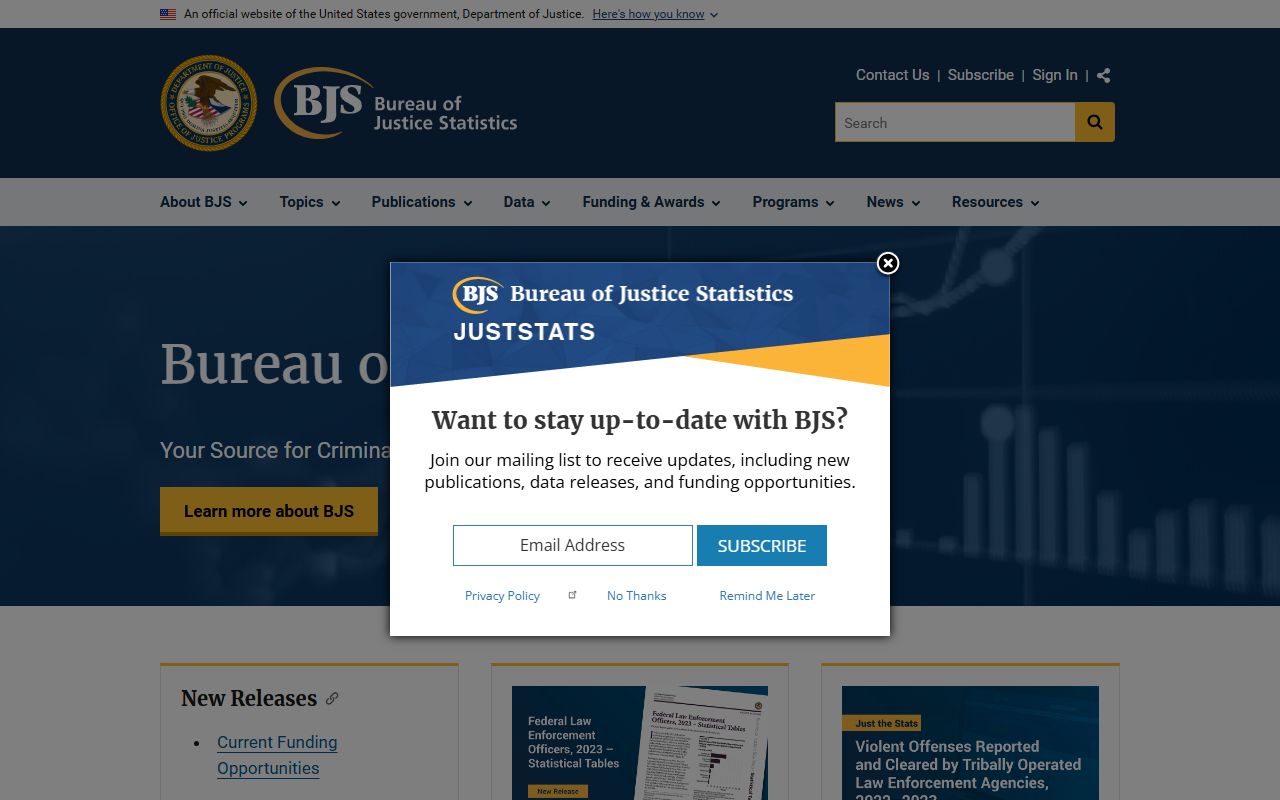 Bureau of Justice Statistics jail reports used for Erie County inmate population context