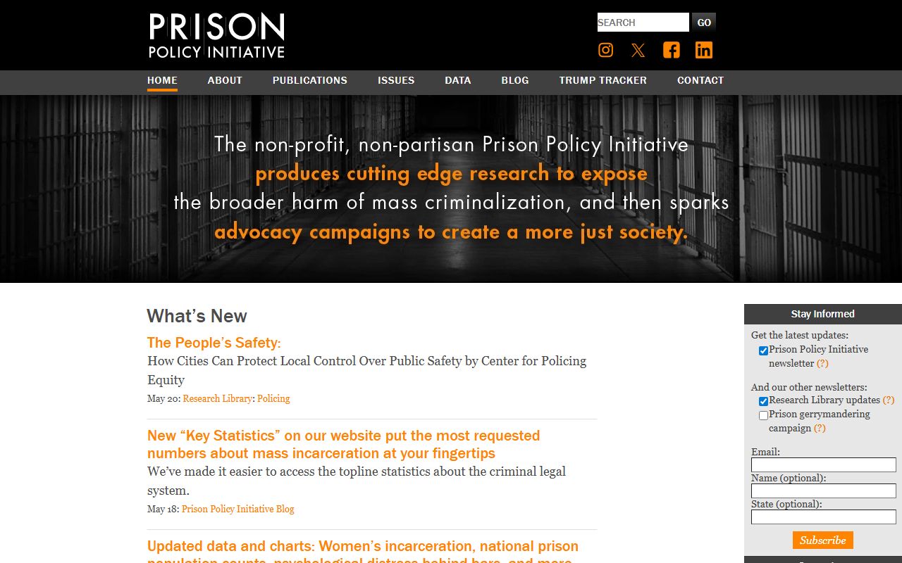 Prison Policy Initiative New York data used for Erie County inmate population context